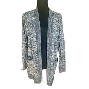 LOFT Marled Navy and Grey Cardigan - Size Medium